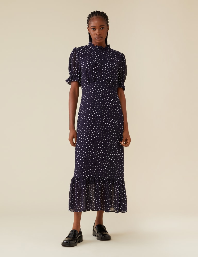 Spot high neck midi dress sale