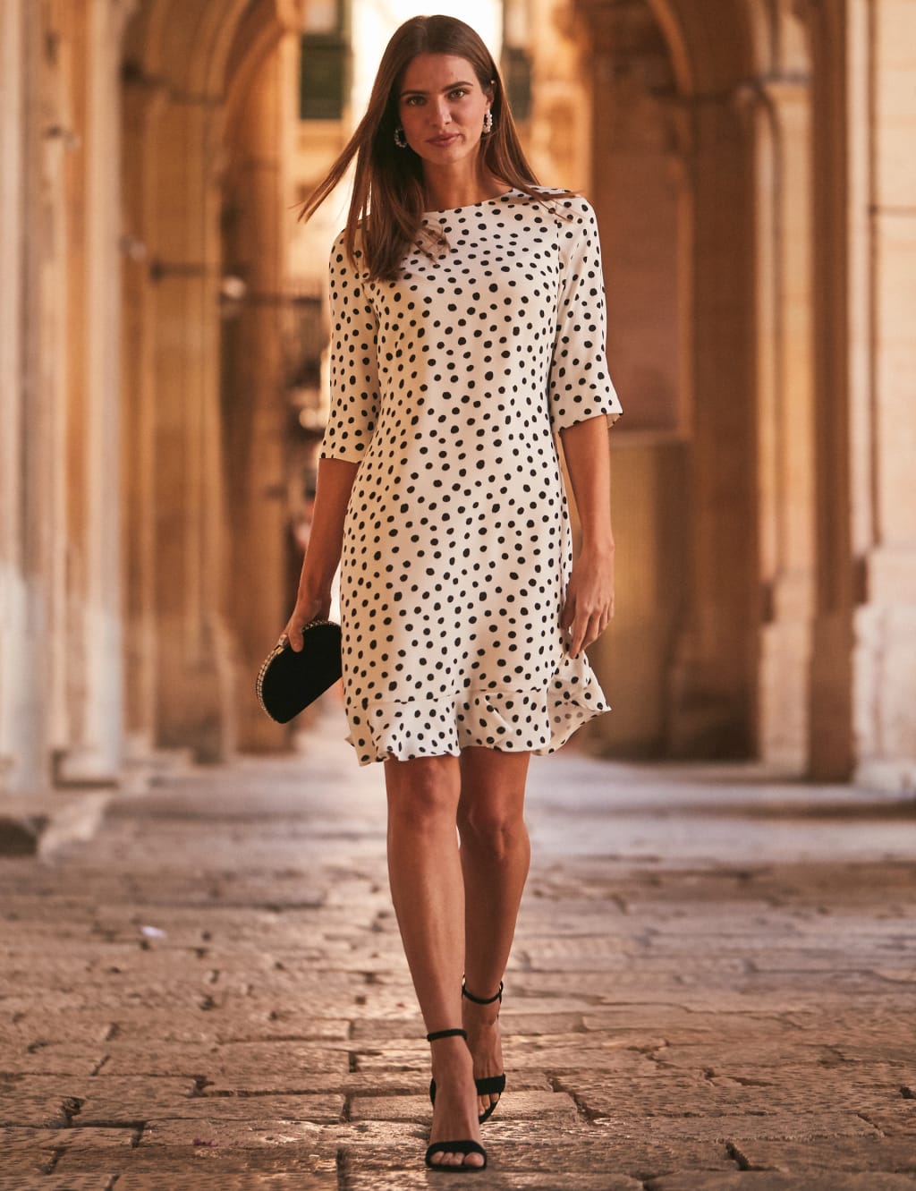 White with black spots dress sale