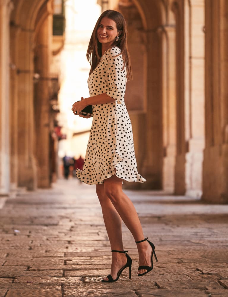 Knee length polka 2025 dot dress