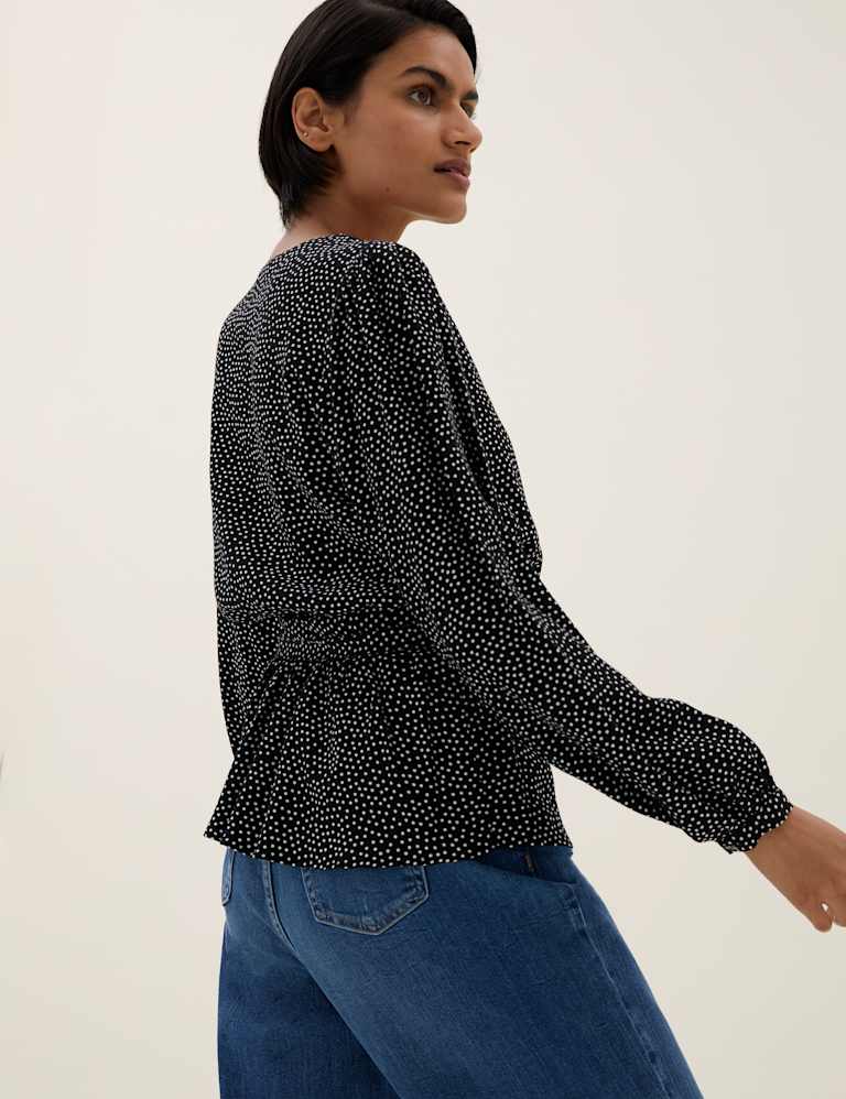 Polka Dot Long Sleeve Wrap Top | Mu0026S Collection | Mu0026S