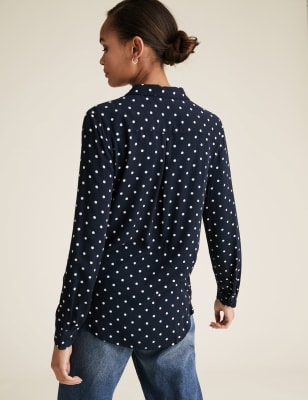 Polka Dot Longline Long Sleeve Shirt M S Collection M S