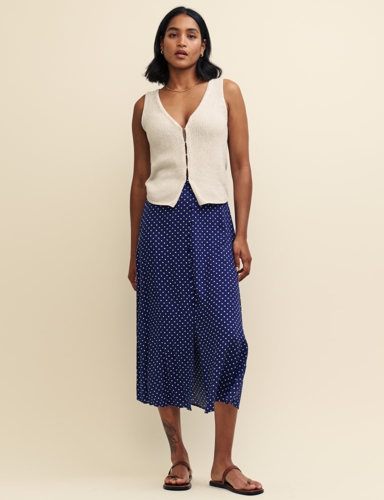 Polka Dot Midi A-Line Skirt 1 of 4