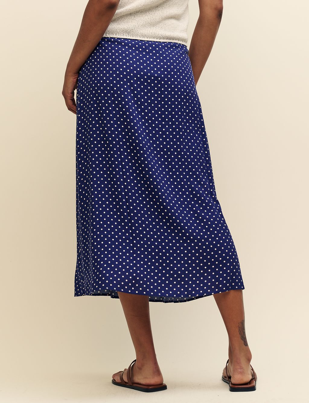Polka Dot Midi A-Line Skirt 2 of 4