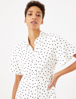 White polka cheap dot shirt dress