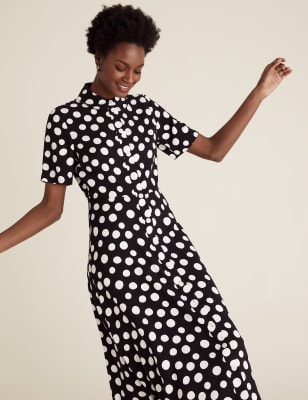 Polka Dot Midi Shirt Dress Image 4 of 5