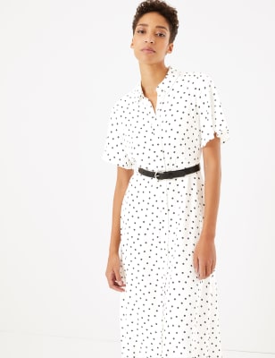 White polka shop dot shirt dress