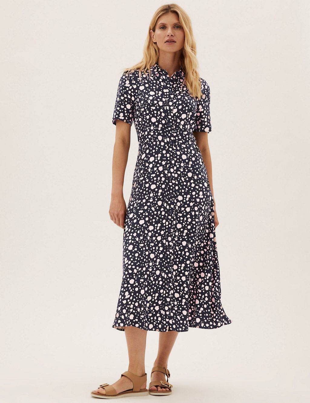 Polka Dot Midi Shirt Dress | M&S Collection | M&S
