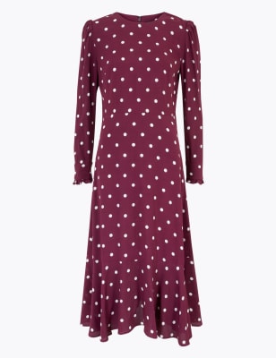 maroon polka dot dress
