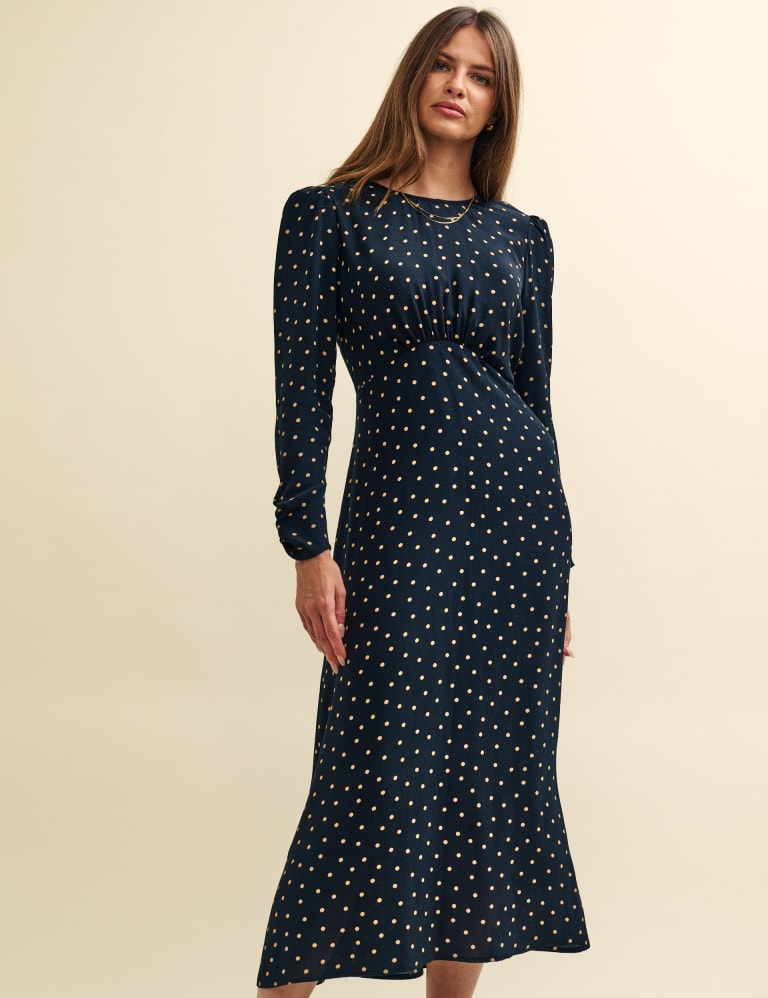 Navy polka dot deals tea dress