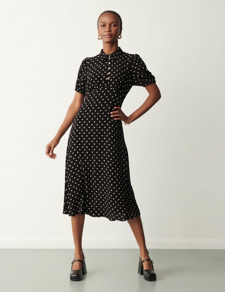 polka dot tea dress midi