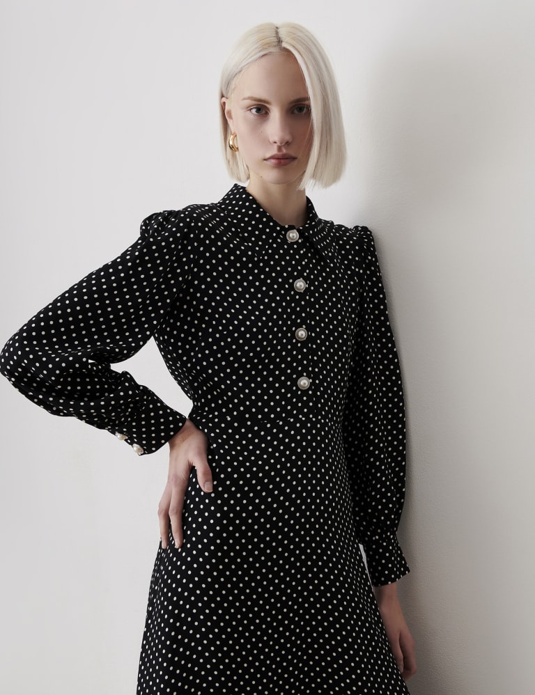 Polka Dot Midi Waisted Dress 4 of 4