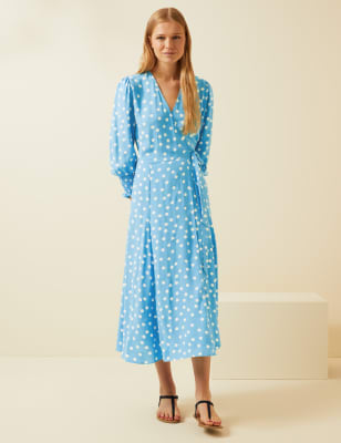 Polka Dot Midi Wrap Dress M S X GHOST M S