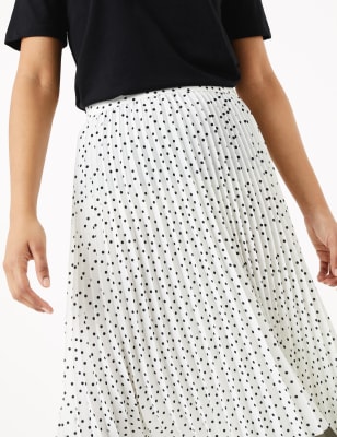 Pleated midi skirt on sale in polka dot