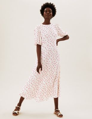 Polka Dot Puff Sleeve Midaxi Tea Dress M S Collection M S