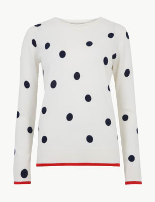 Polka Dot Round Neck Jumper M S Collection M S