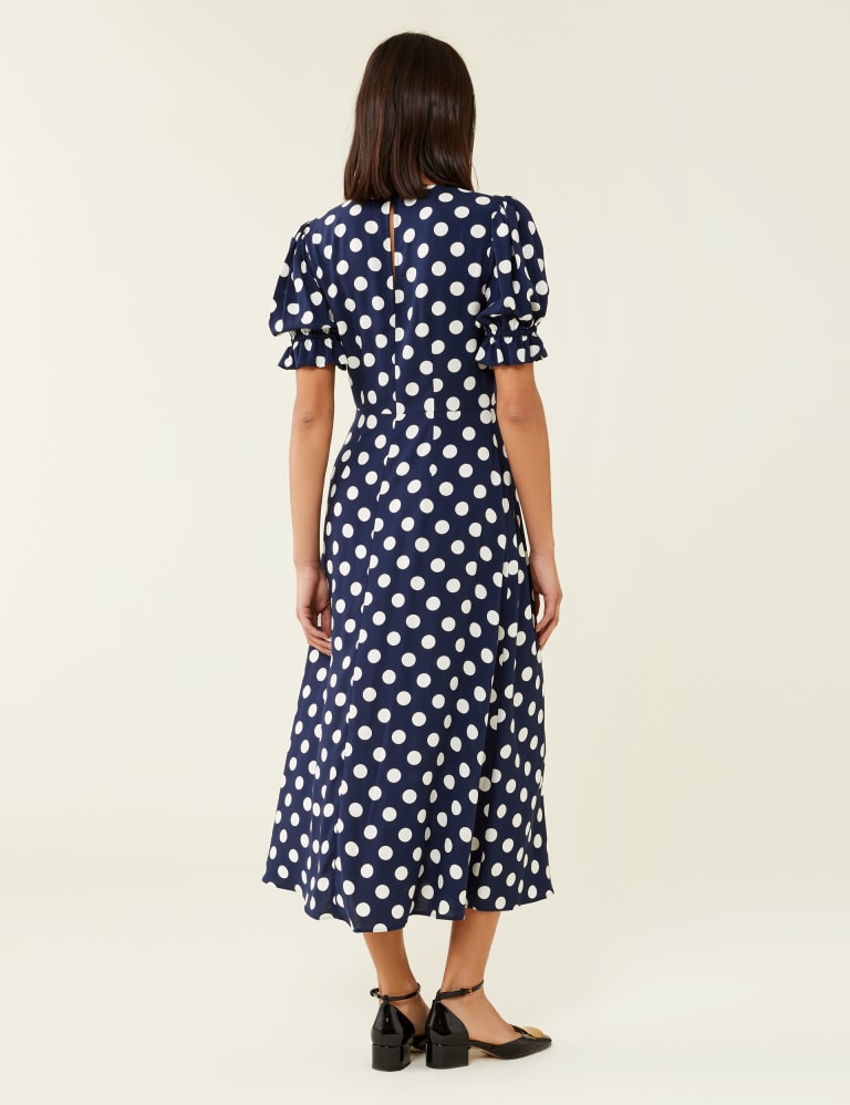 Polka Dot Round Neck Midi Tea Dress 2 of 4