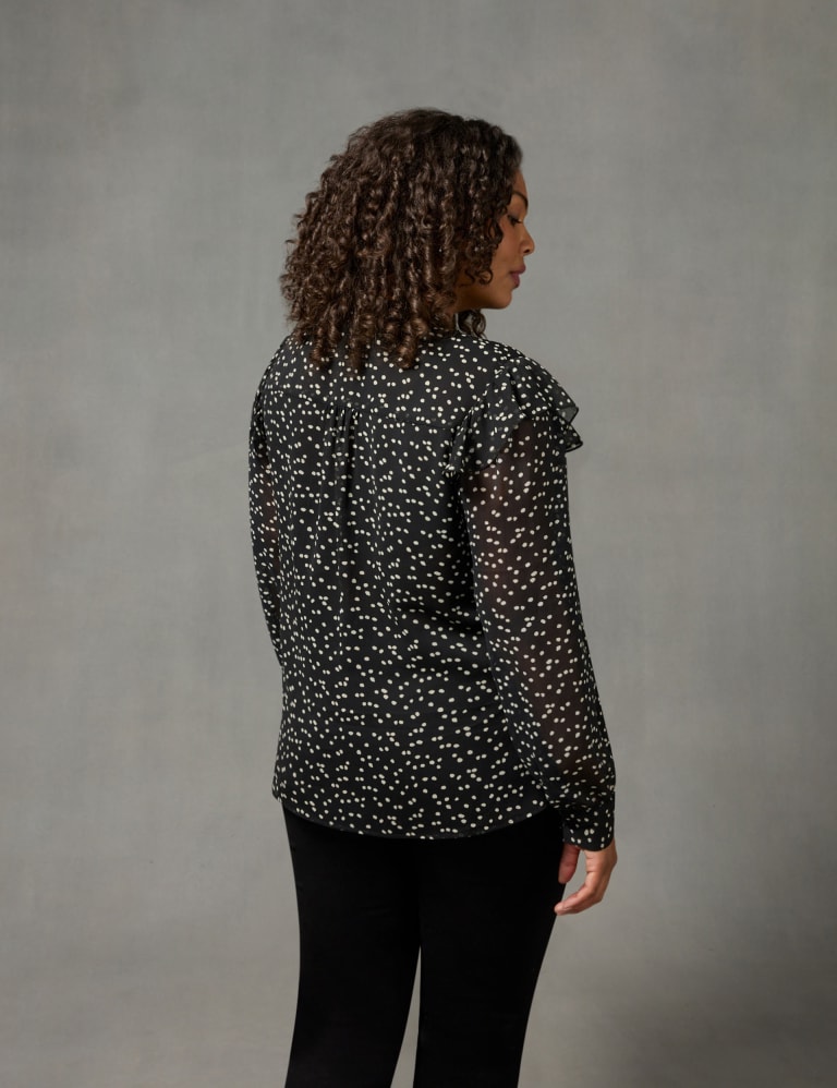 Polka Dot Ruffle Relaxed Blouse Live Unlimited London M S