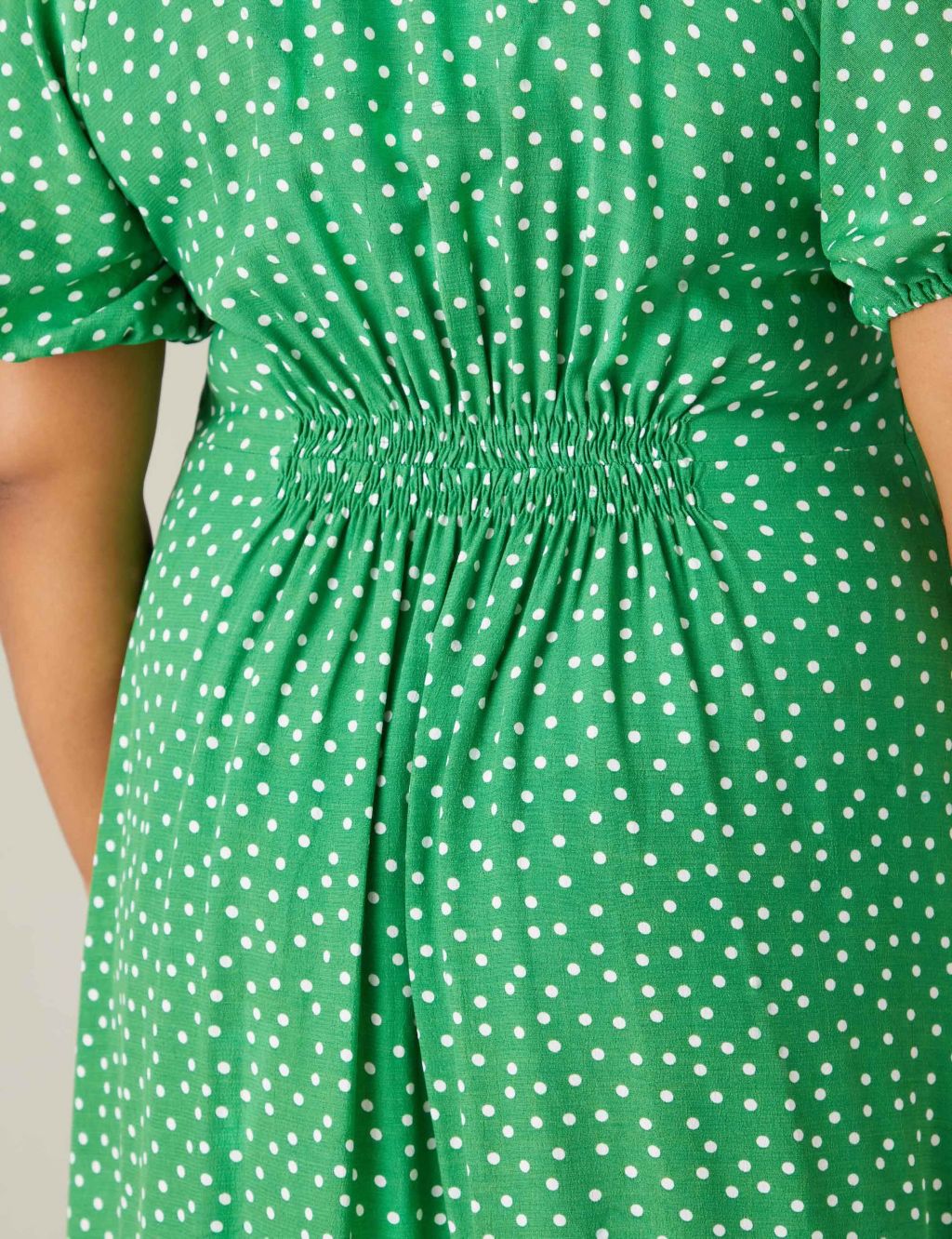 Polka Dot Shirred Detail Midi Dress 5 of 7