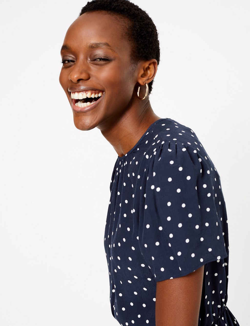Polka Dot Shirred Waisted Blouse | M&S Collection | M&S