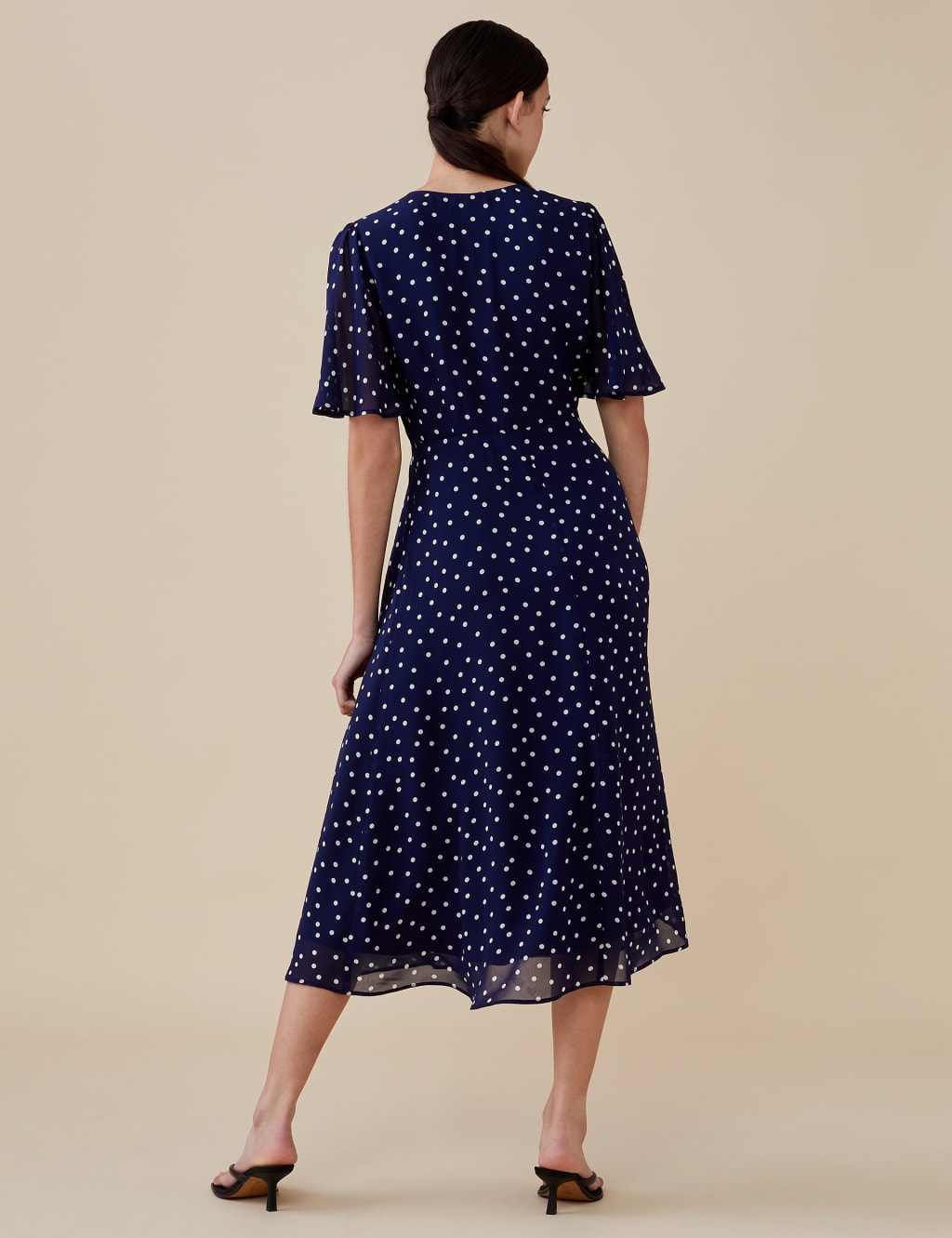 Polka Dot Short Sleeve Midi Tea Dress Finery London M&S