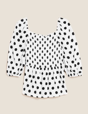 Polka dot square neck hot sale top