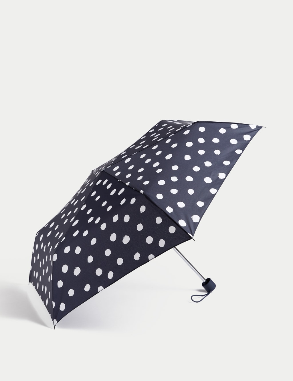 Brown Polka Dot Umbrella with Brown Leather Handle