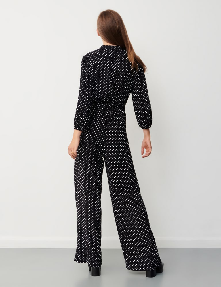 Polka Dot Tie Detail Waisted Jumpsuit 2 of 4