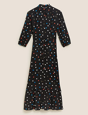 Polka Dot Tie Front Midaxi Shirt Dress Image 2 of 7