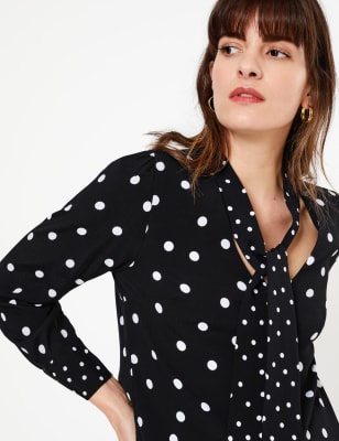 Polka dot hot sale tie blouse