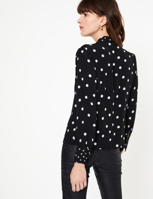 polka dot tie blouse