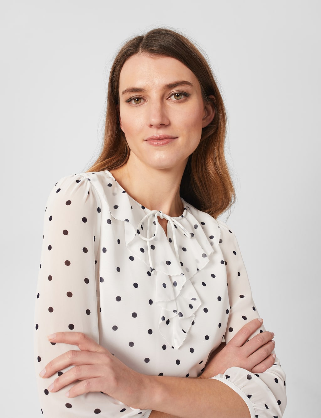 Polka Dot Tie Neck Blouse 3 of 5
