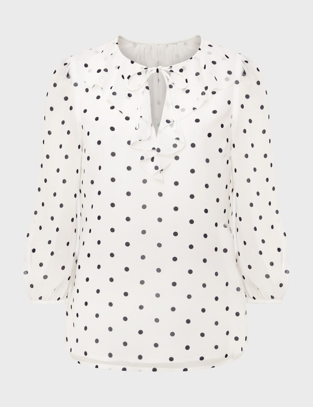 Polka Dot Tie Neck Blouse 2 of 5