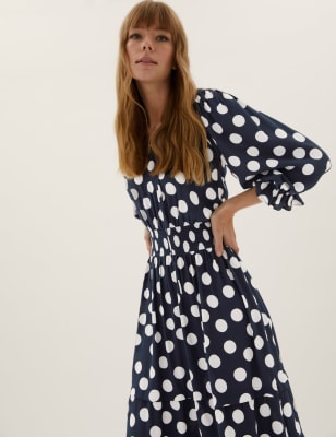 Navy and white spotty 2024 dress