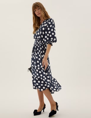 Midi white polka outlet dot dress