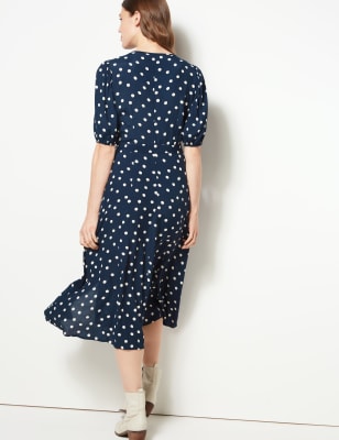 Navy spotted clearance dress