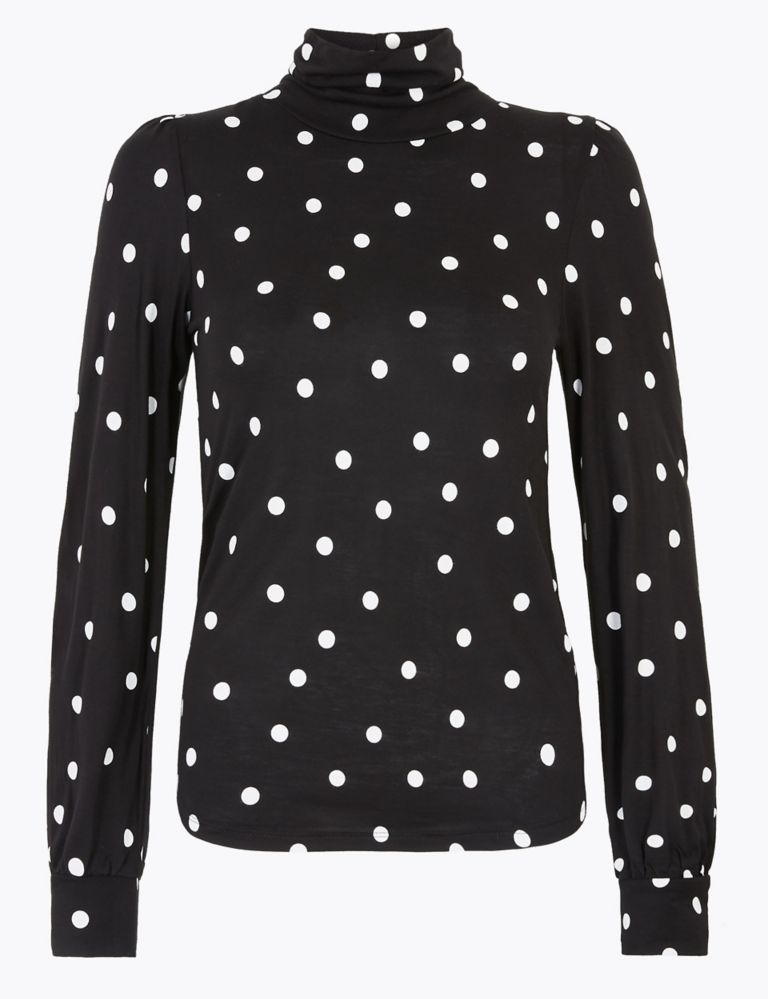 Polka Dot Turtle Neck Long Sleeve Top | M&S Collection | M&S