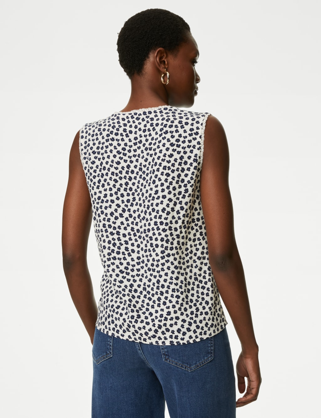 Polka Dot VNeck Lace Detail Tie Front Blouse M&S Collection M&S