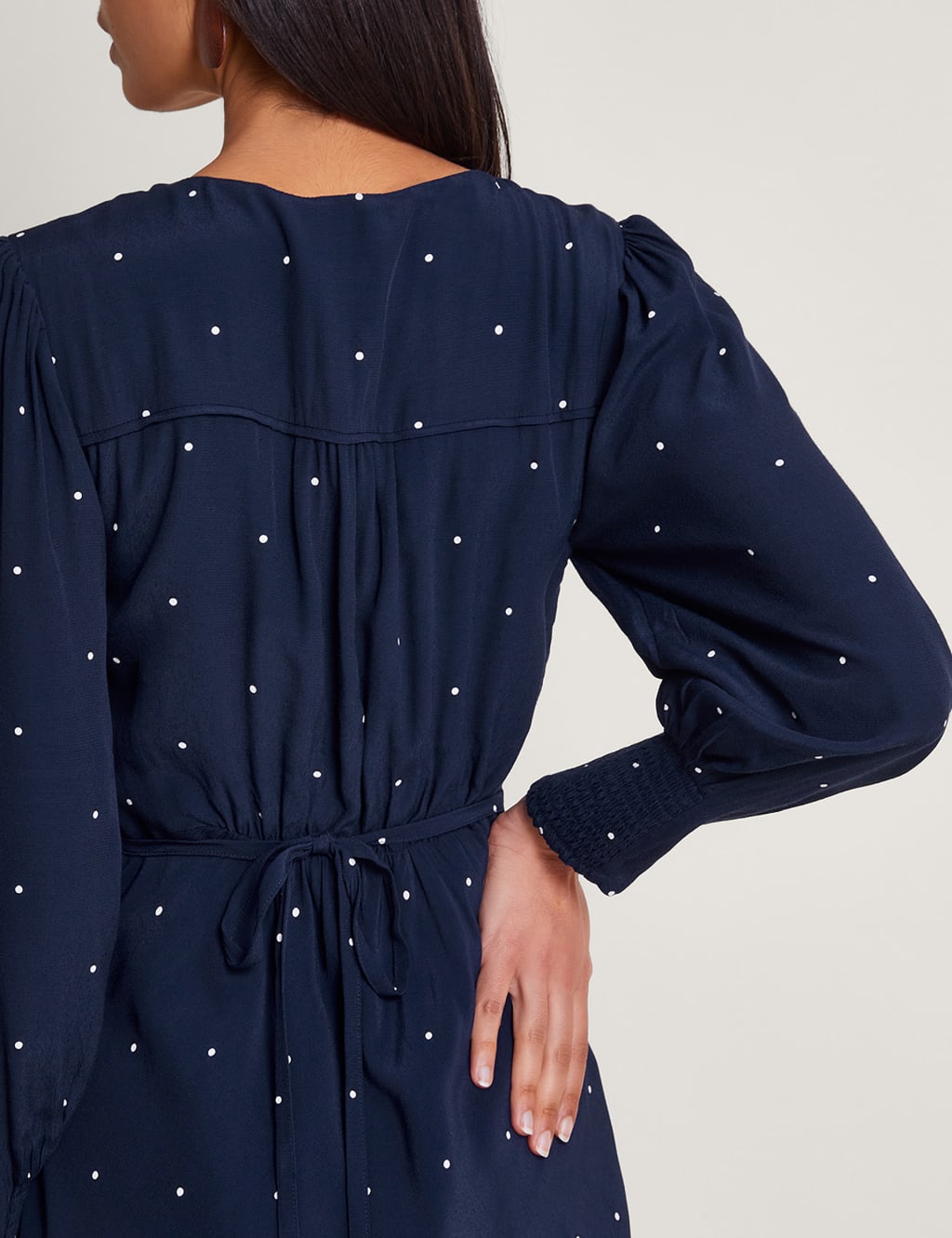 Monsoon blue polka dot dress top