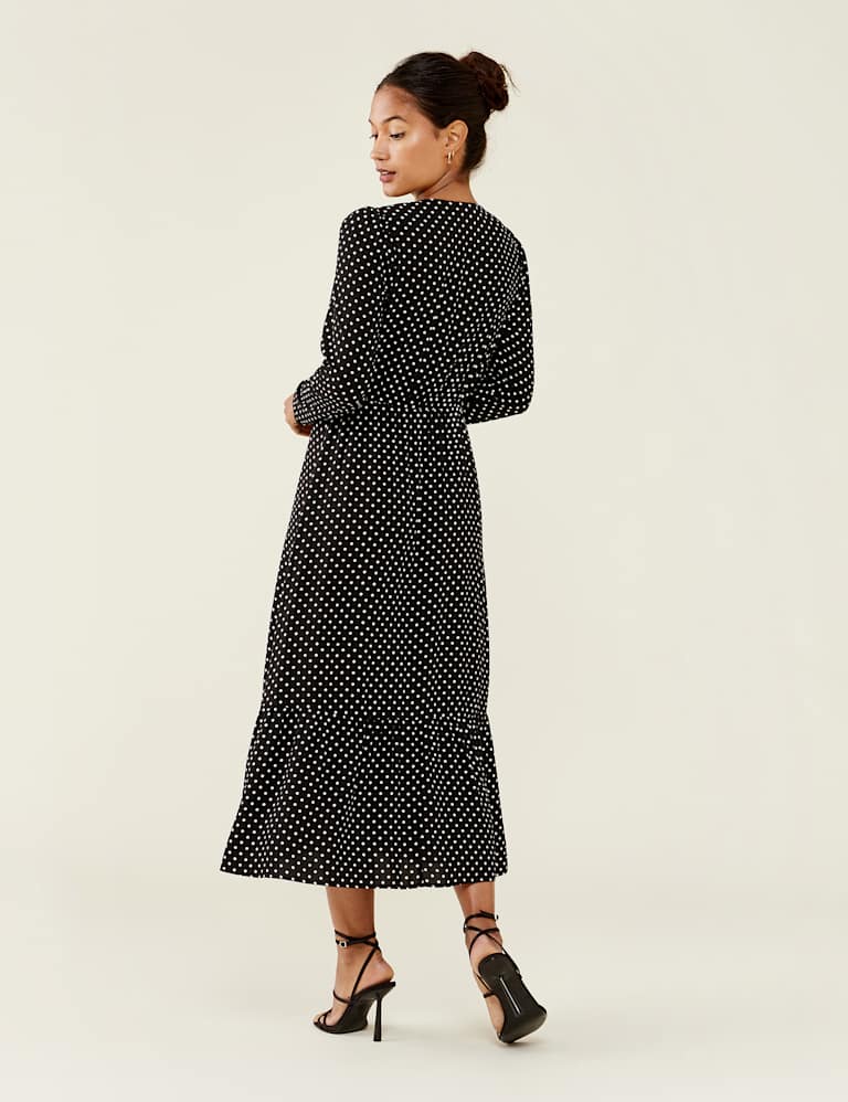 Polka Dot V-Neck Midi Tea Dress 3 of 5