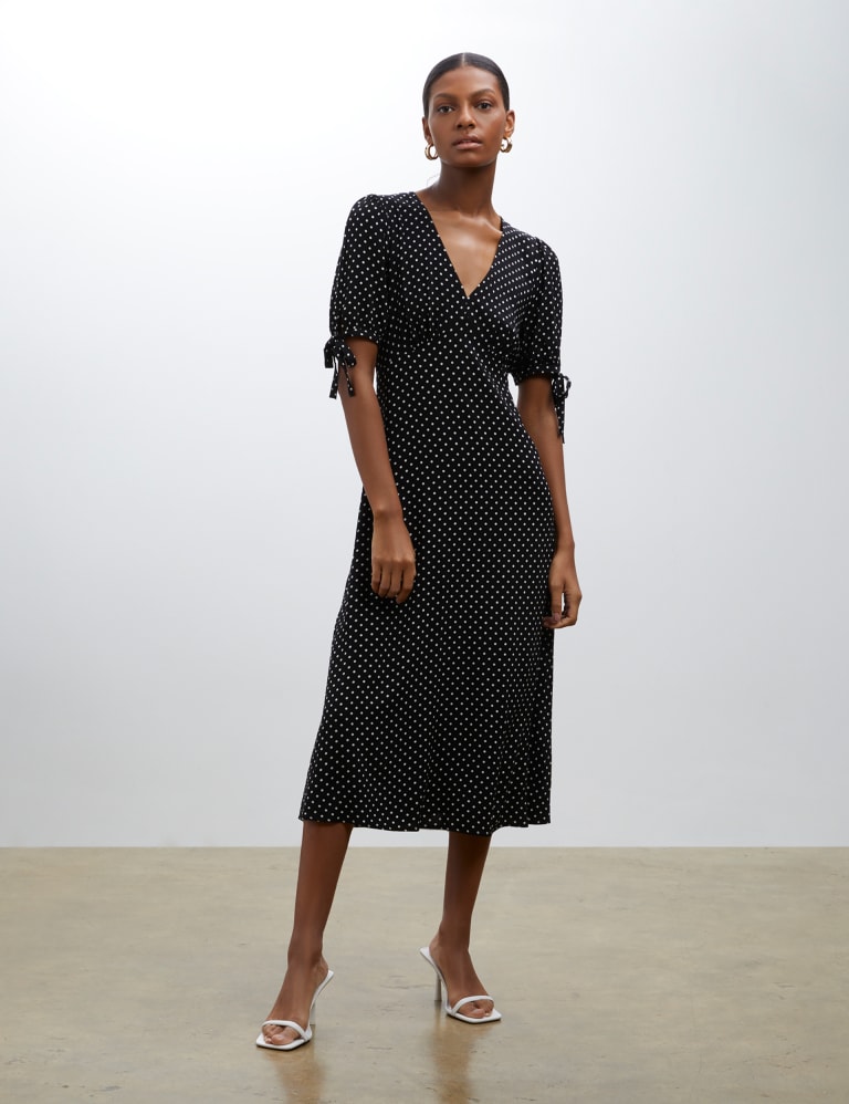 Polka Dot V Neck Midi Tea Dress Finery London M S