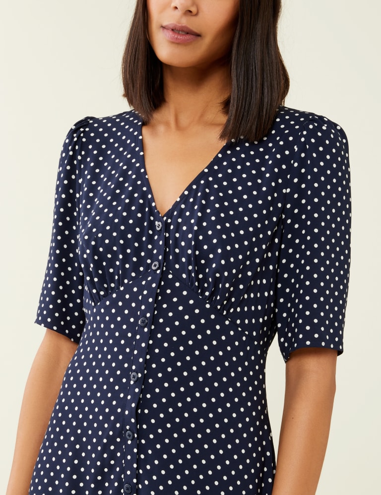 Polka Dot V-Neck Midi Tea Dress 4 of 5