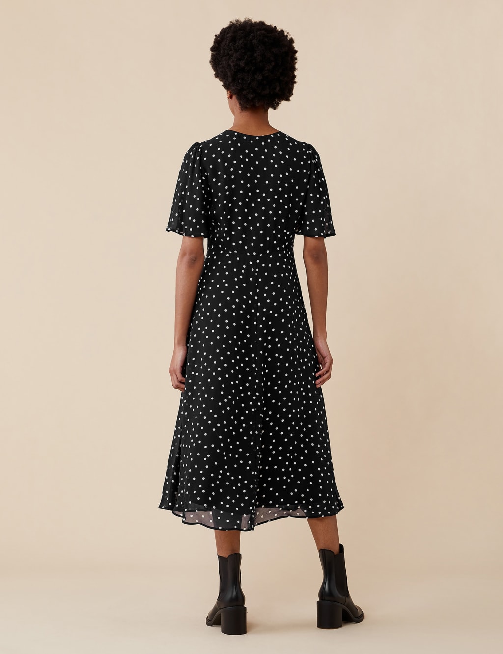 Polka Dot V-Neck Midi Wrap Dress 4 of 4