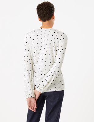 Polka Dot V Neck Relaxed Blouse M S Collection M S