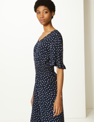 Navy white cheap polka dot jumpsuit