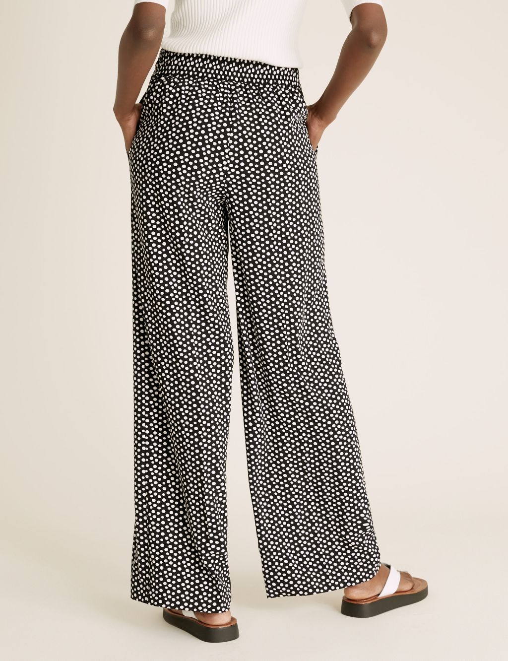 Polka Dot Wide Leg Trousers | M&S Collection | M&S