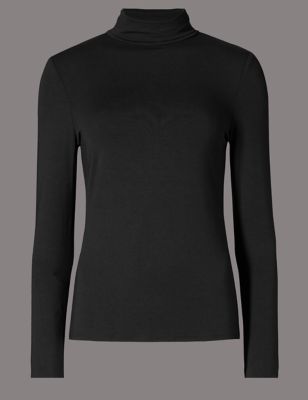 Polo Neck Long Sleeve Jersey Top | Autograph | M&S