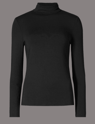 Polo Neck Long Sleeve Jersey Top | Autograph | M&S