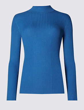 Polo Neck Ribbed Jumper Image 2 of 3