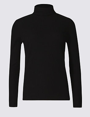 Polo Neck Ribbed Top Image 2 of 3