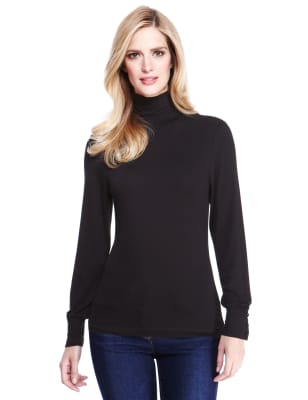 Ladies black polo hot sale neck jumper uk